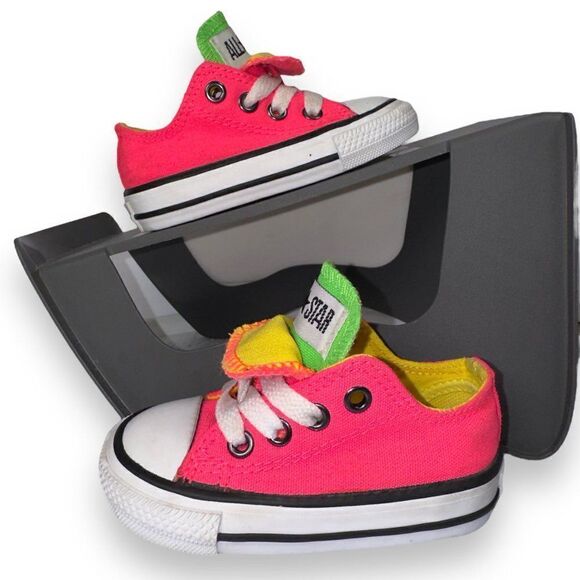 Converse Chuck Taylor All Star Ox Low Double Tongue "Neon" 714130F Infant 4 - Picture 1 of 11